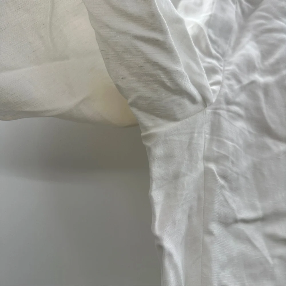 Babaton Agency Viscose Linen Blend High‎ Rise Straight Leg Pants in White Sz 4